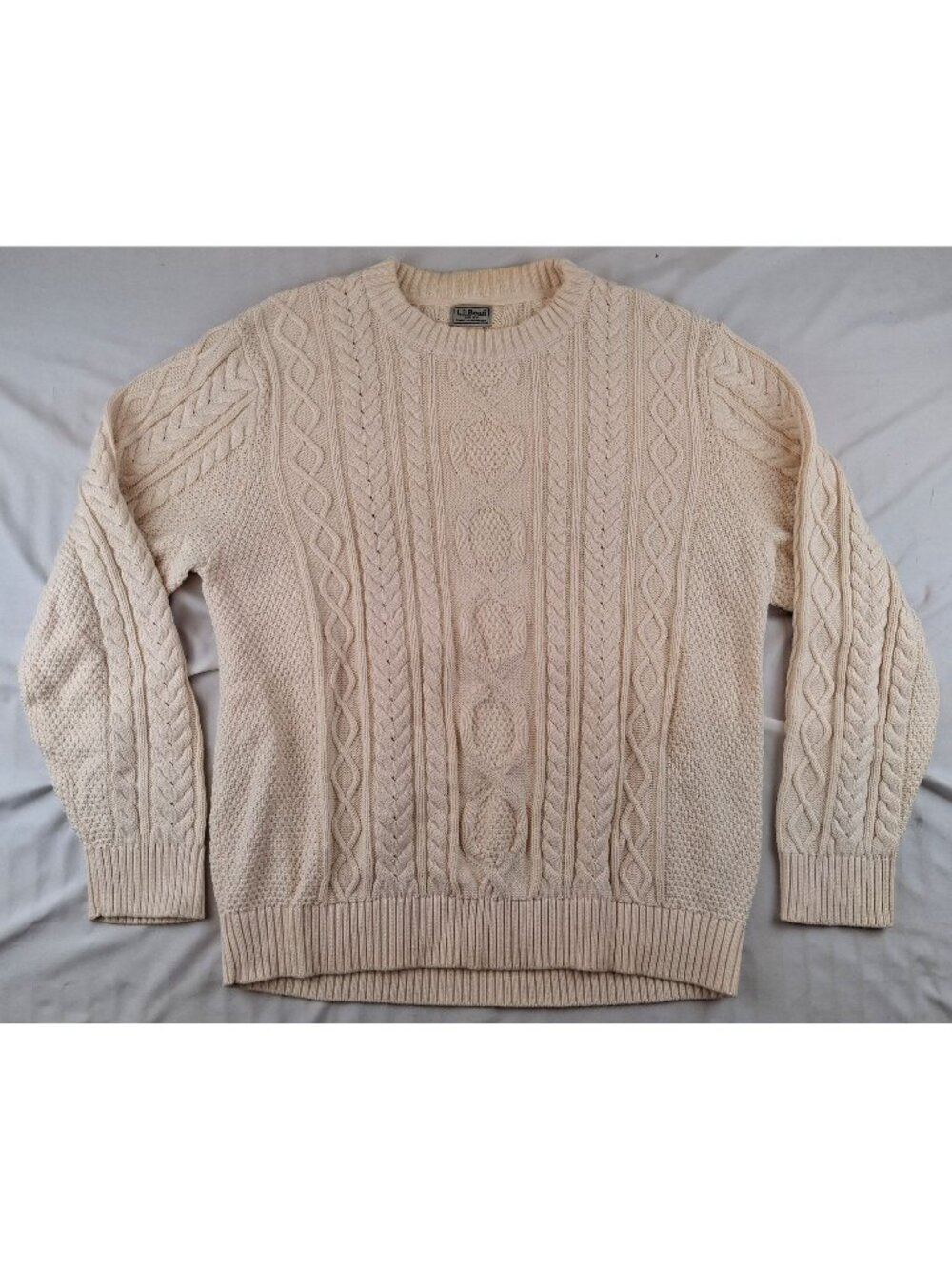 LL Bean Heritage Soft Cotton Fisherman Sweater Men's XL Red Cable Knit